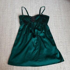 BCBGMaxAzria Green Satin Dress
